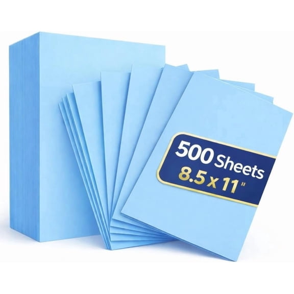 1InTheOffice Blue Copy Paper 8.5 x 11, Colored Copy Paper, Letter Size, 20lb Density, (500 Sheets)