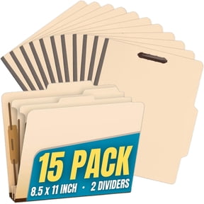 1InTheOffice Classification Folders, 2 Dividers, Letter Size, Manila, 6 Fasteners 15 Pack