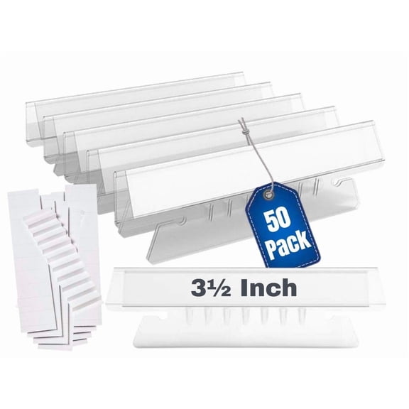 1InTheOffice Clear Hanging Folder Tabs, And Inserts 3-1/2" x 5/8", 50/Pack (3 1/2")