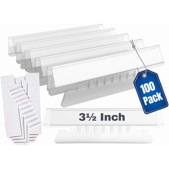 1InTheOffice Clear Hanging Folder Tabs and Inserts, Plastic Clear Tabs and Inserts, File Folder Tabs, 3-1/2" x 5/8", 100/Pack