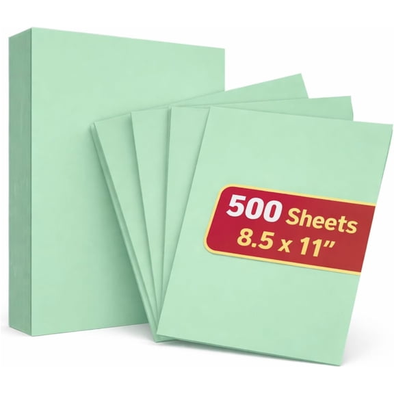 1InTheOffice Colored Copy Paper, Green Copy Printing Paper 8.5 x 11, Letter Size, Green, 20lb Density, (500 Sheets)