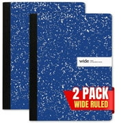1InTheOffice Composition Notebook Wide Ruled, Wide Ruled Notebook, Marble Notebook, 7 1/2" x 9 3/4", 100 Sheets/Pack, Blue, 2 Pack
