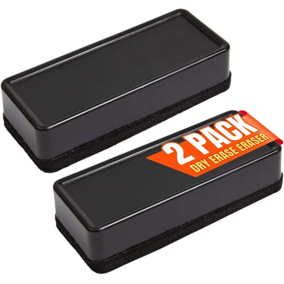 1InTheOffice Dry Erase Eraser, Whiteboard Eraser, Chalkboard Eraser, Black, 2 Pack