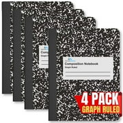 1InTheOffice Graph Paper Composition Notebook, Graph Ruled notebook, Quad Ruled Composition Notebook, 80 Sheets, 7.5" x 9.75", Black, 4 Pack