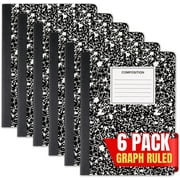 1InTheOffice Graph Paper Notebook, Graph Notebook, Grid Paper Notebook, Graph Paper Composition Notebook, 9.75" x 7.5", Black Marble Cover, 100 Sheets/Pack, 6 Pack