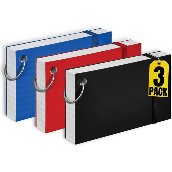 1InTheOffice Index Cards with Ring 3x5, Flash Cards with Binder Ring, Single Hole Punched Notecards, White, 100 Cards