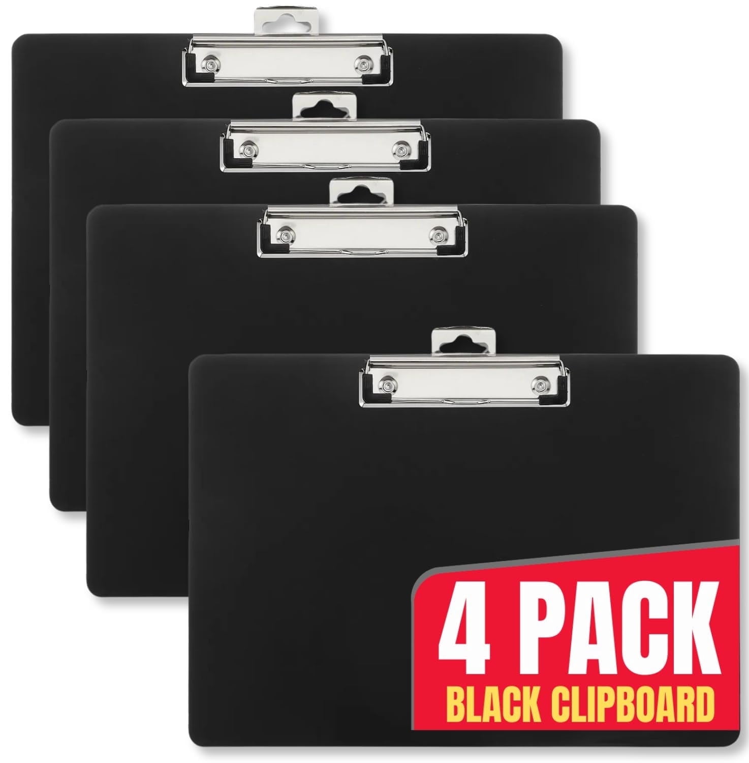 1InTheOffice Landscape Clipboard, Black Horizontal Clipboard, 8.8 x 12.4-inch, 4 Pack