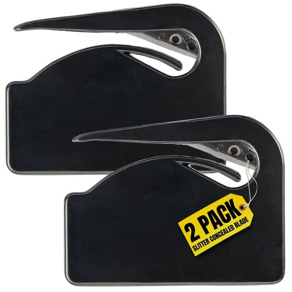 1InTheOffice Letter Opener, Envelope Opener Slitter Concealed Blade, Black 2 Pack