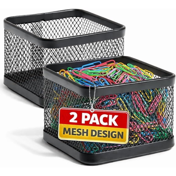 1InTheOffice Mesh Paperclip Holder For desk, Paperclip Holder Desk Accessories Holder(2 Pack)