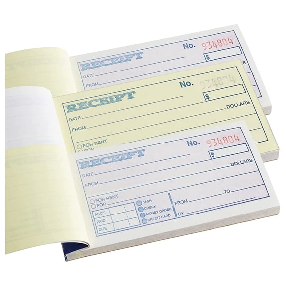 1InTheOffice Money and Rent Receipt, 2-3/4 x 5-3/8 Inches, 2-Parts, Carbonless, White/Canary, 50 Sets per Book (3 Books)