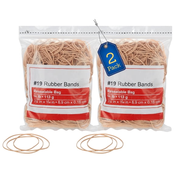 1InTheOffice Rubber Bands #19, Thick Rubber Bands Size 19, Beige Rubber Bands, 410 per bag tottal of 820