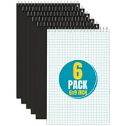 1InTheOffice Steno Pads Spiral 6x9 Quad Ruled, Graphing Paper Notebook Spiral, Top Bound, Graph Ruled, White, 80 Sheets, (6 Pads/Pack)