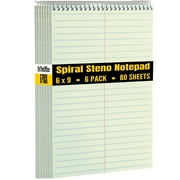 1InTheOffice Steno Pads Spiral 6x9, Spiral Note Pad, Gregg Ruled Spiral Notepad, Green Tint, 80 Sheets (6 Pack)