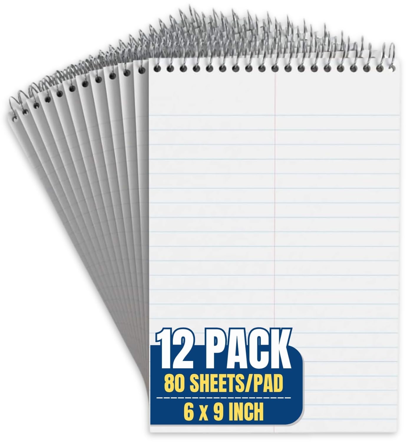 1InTheOffice Steno Pads Spiral 6x9, Spiral Note Pad, Gregg Ruled, White, 80 Sheets/Pad, (12) (12)