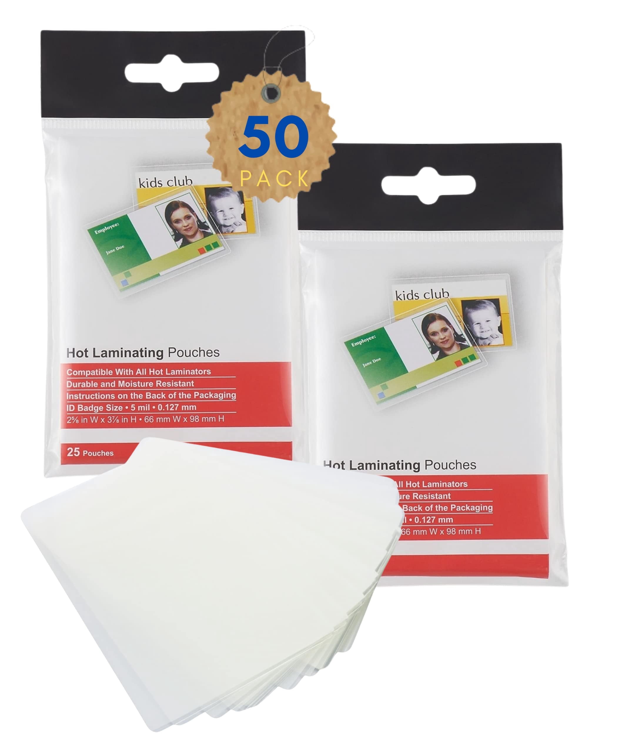 1InTheOffice Thermal Laminating Pouches 5 mil, Business Card Laminating Pouches, Laminating Pouches for ID and Name Badge, 50 Pack