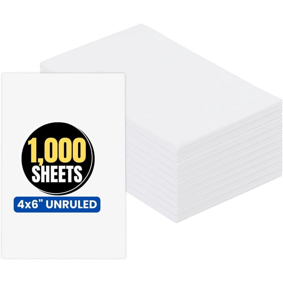 1InTheOffice White Memo Loose Sheets 4x6, Unruled, Plain White, 1000/Pack