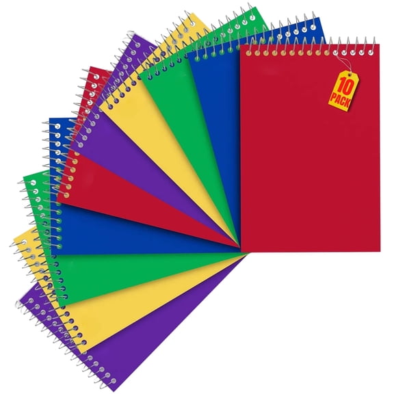 1InTheOffice Wirebound Memo Pads, 4" x 6", College, Assorted, 50 Sheets/Pad, (10 Pads)