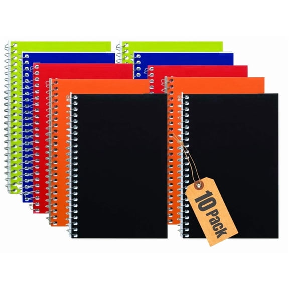 1InTheOffice Wirebound Spiral Memo Books, Memo Pads, 4" x 6", College Ruled, Small Notepad 4x6, Assorted, 50Sheets/Pad, 10 Pads/Pack