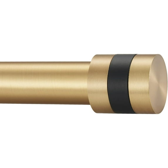 1Inch Diameter Single Curtain Rods with Decorative Finials 72-144inch, Warm Gold