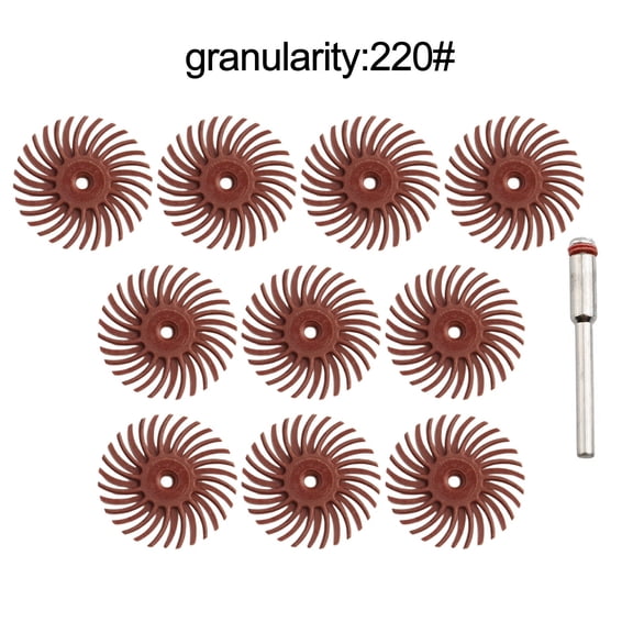 1Inch Radial Bristle Disc Kit Abrasive Brush 3mm Shank Detail Polishing Wheel 220Grit