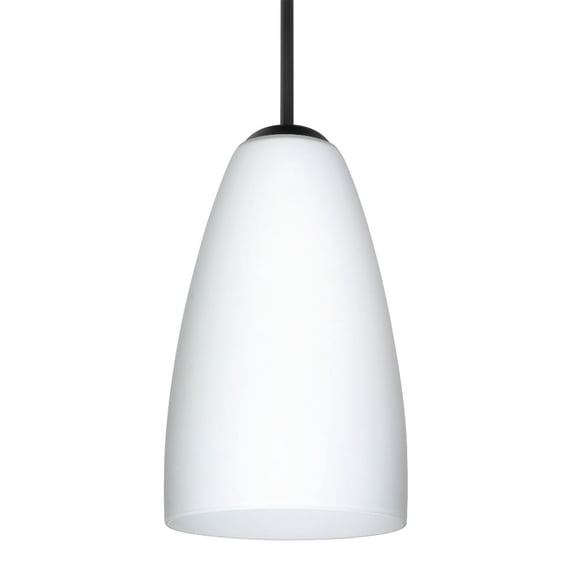 1JT-151107-BK Besa Lighting Riva 9-One Light Cord Pendant with Flat Canopy-5.13 Inches Wide by 9 Inches High-Black Finish-Opal Matte Glass