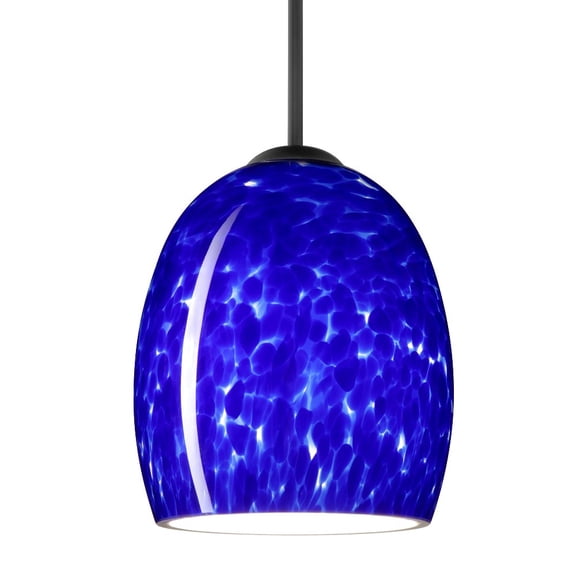 1JT-169786-BK Besa Lighting Lucia-One Light Cord Pendant with Flat Canopy-6.25 Inches Wide by 7.25 Inches High-Black Finish-Blue Cloud Glass