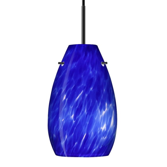 1JT-412686-BK Besa Lighting Pera 9-One Light Cord Pendant with Flat Canopy-6 Inches Wide by 9.5 Inches High-Black Finish-Blue Cloud Glass