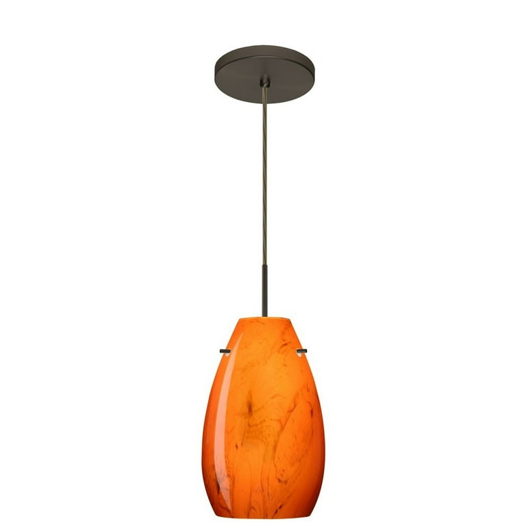 1JT-4126HB-LED-BR-Besa Lighting-Pera 9-One Light Cord Pendant with Flat  Canopy-6 Inches Wide by 9.5 Inches High-Bronze Finish-Habanero Glass  Color-LED