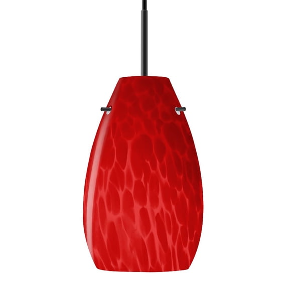 1JT-4126RC-BK Besa Lighting Pera 9-One Light Cord Pendant with Flat Canopy-6 Inches Wide by 9.5 Inches High-Black Finish-Red Cloud Glass