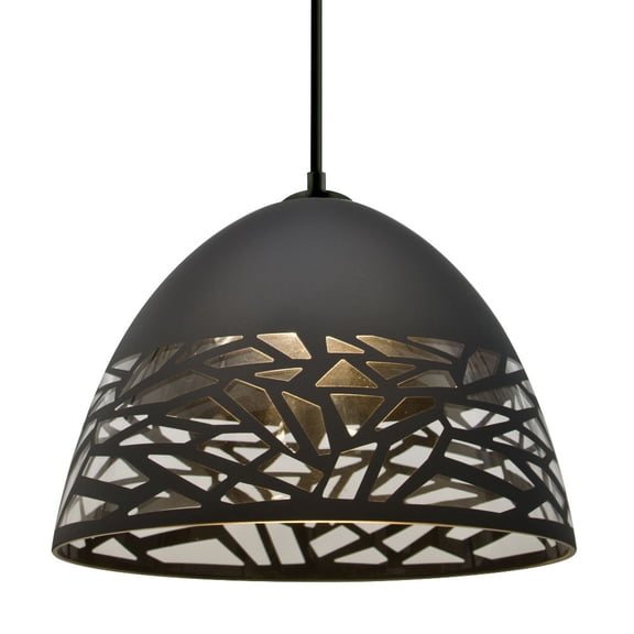 1JT-KIEVBK-BK-Besa Lighting-Kiev-One Light Pendant with Flat Canopy-12.5 Inches Wide by 8.75 Inches High-Black Finish-Black Glass Color-Incandescent