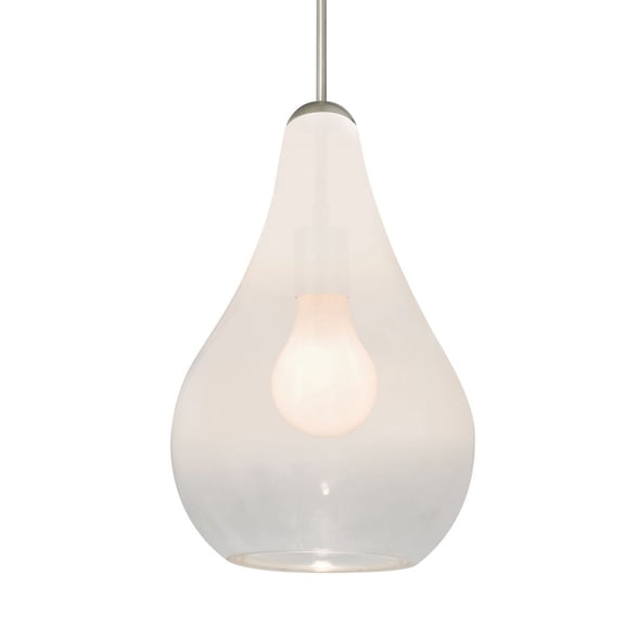 1JT-LEONWC-SN-Besa Lighting-Leon - 1 Light Cord Pendant In Contemporary Style-9.75 Inches Tall and 6 Inches Wide-Satin Nickel Finish-Milky/White/Clear