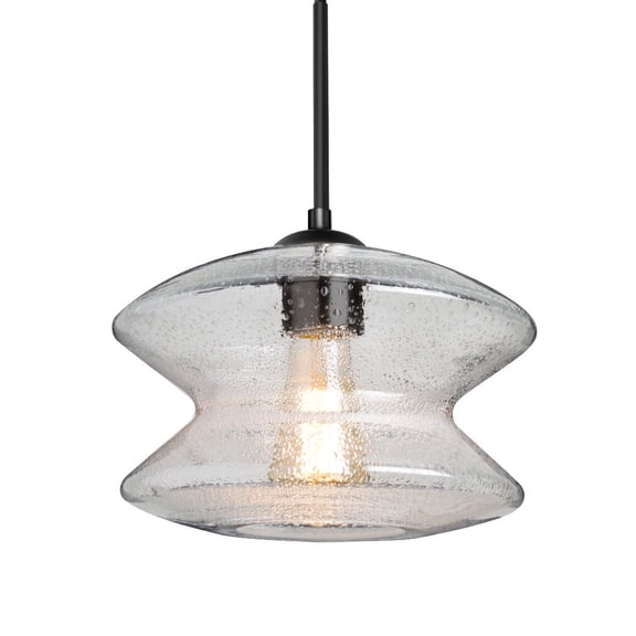 1JT-ZENCL-BK Besa Lighting Zen - 1 Light Cord Pendant-Black Finish-Clear Bubble Glass Color   -Traditional Installation