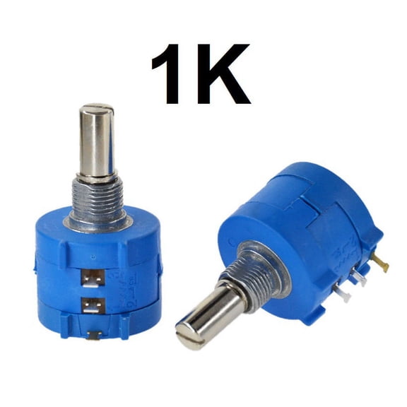 1K Ohm Rotary Potentiometer 10-Turn Blue Variable Dial Resistor Precision 1/4"
