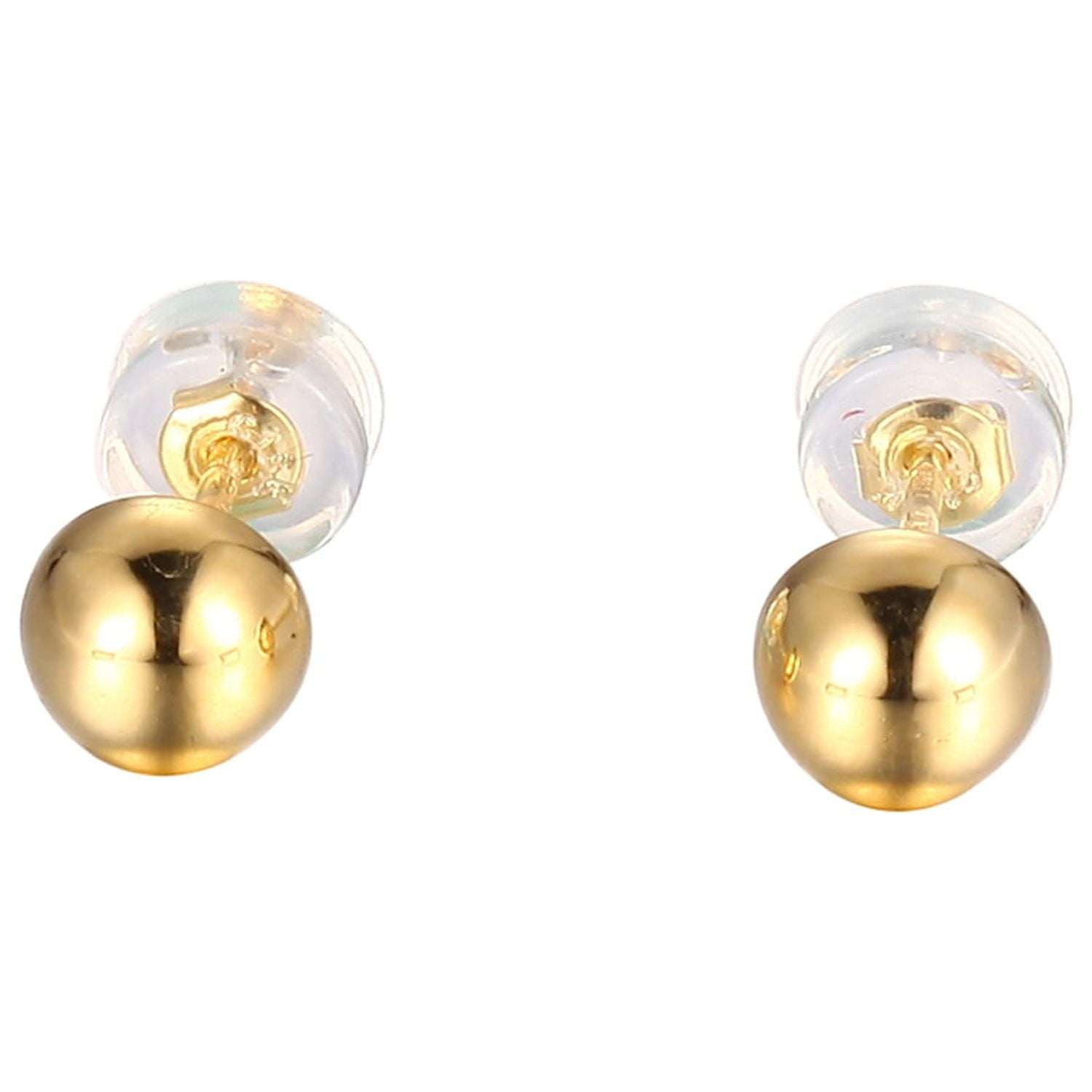 1K Yellow Gold High Polish Ball Stud Earrings