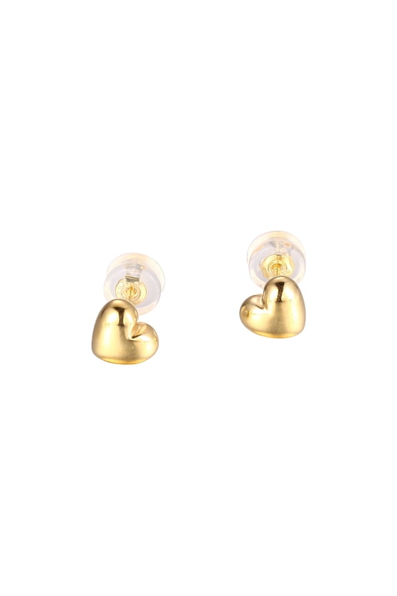 1K Yellow Gold High Polish Heart Stud Earrings