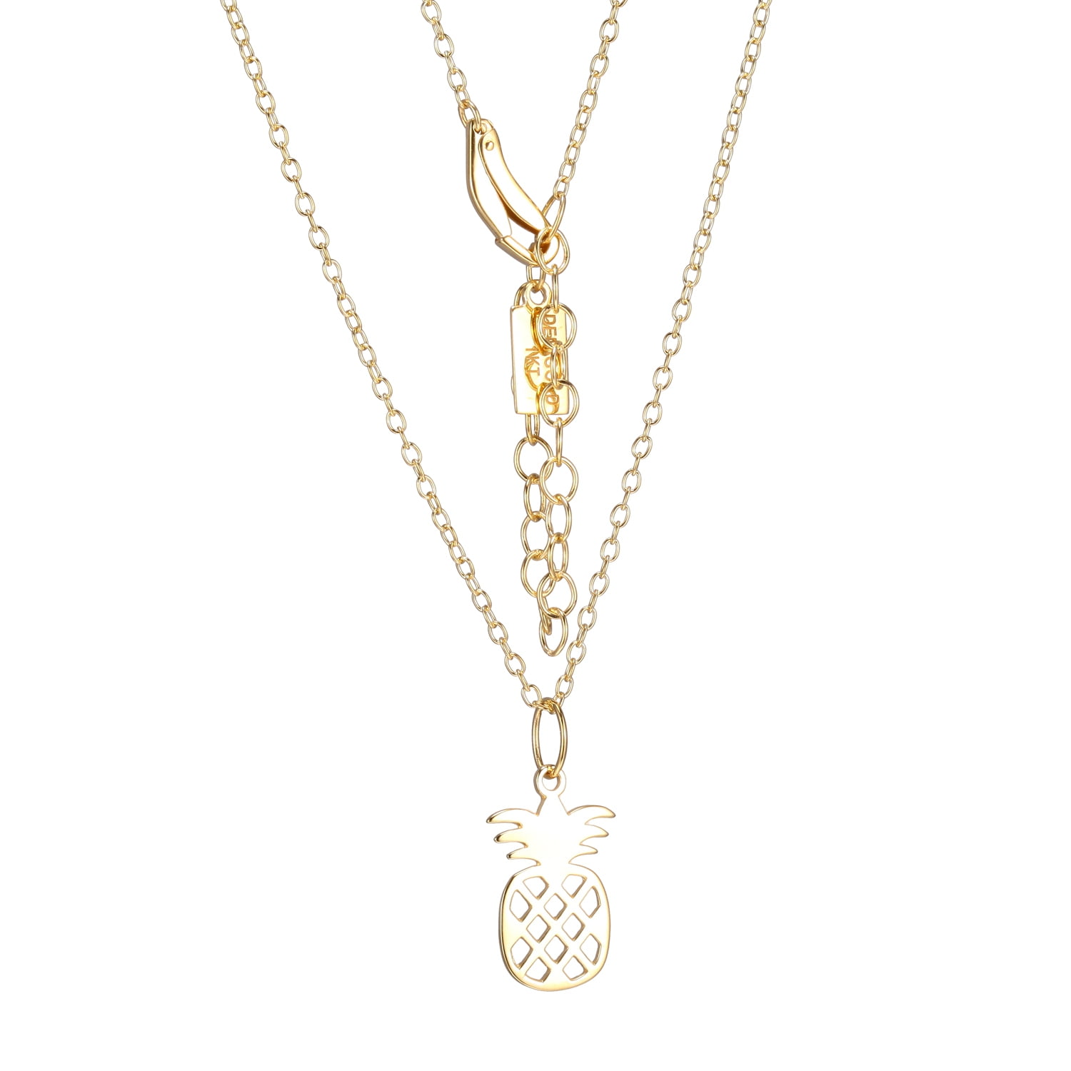 1K Yellow Gold High Polished Pineapple Pendant Necklace, 18" + 2" Extention