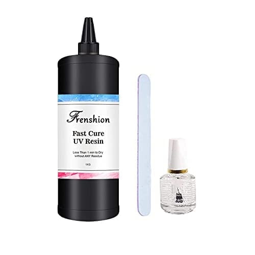 1KG Fast Cure UV Resin- Upgrade High Transparency No Yellowing Clear Hard Ultraviolet Curing UV Resin +Brush File+15ML Finish Oil