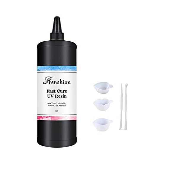 1KG Lastest Uv Hard Resin,45S Fastest Curing,Ultraviolet Solar No Yellewing High Transparency Resin +5 Type of Silicone Resin Tool Cup Stick for Jewelry Making Casting & Coating,Craft DIY