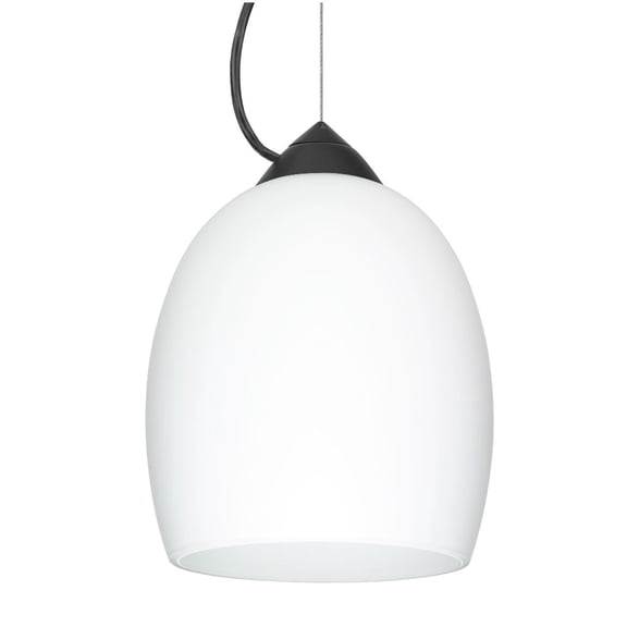 1KX-169707-LED-BK Besa Lighting Lucia-One Light Cord Pendant with Flat Canopy-6.25 Inches Wide by 7.25 Inches High-Black Finish-Opal Matte Glass