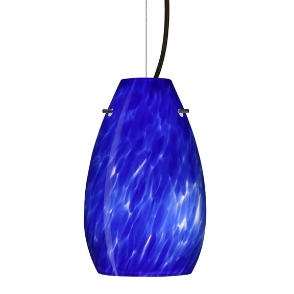 1KX-412686-LED-BK Besa Lighting Pera 9-One Light Cord Pendant with Flat Canopy-6 Inches Wide by 9.5 Inches High-Black Finish-Blue Cloud Glass