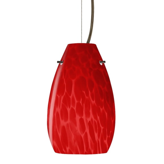 1KX-4126RC-LED-BR Besa Lighting Pera 9-One Light Cord Pendant with Flat Canopy-6 Inches Wide by 9.5 Inches High-Bronze Finish-Red Cloud Glass