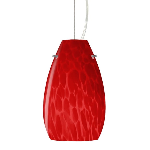 1KX-4126RC-LED-SN Besa Lighting Pera 9-One Light Cord Pendant with Flat Canopy-6 Inches Wide by 9.5 Inches High-Satin Nickel Finish-Red Cloud Glass