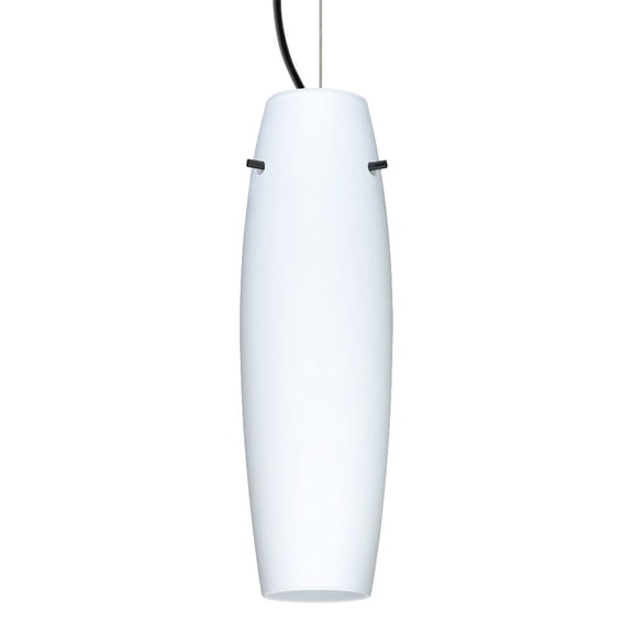 1KX-489707-LED-BK Besa Lighting Suzi-One Light Cord Pendant with Flat Canopy-4.25 Inches Wide by 14.5 Inches High-Black Finish-Opal Matte Glass