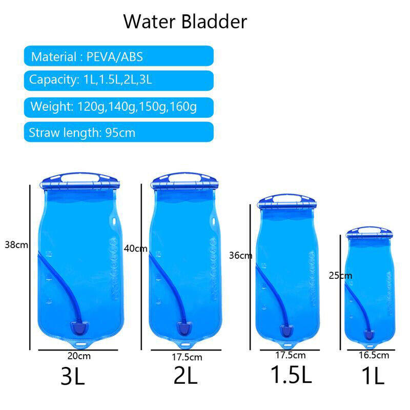 1L/1.5L/2L/3L Water Bladder Backpack Hydration System Pack Bag Camping