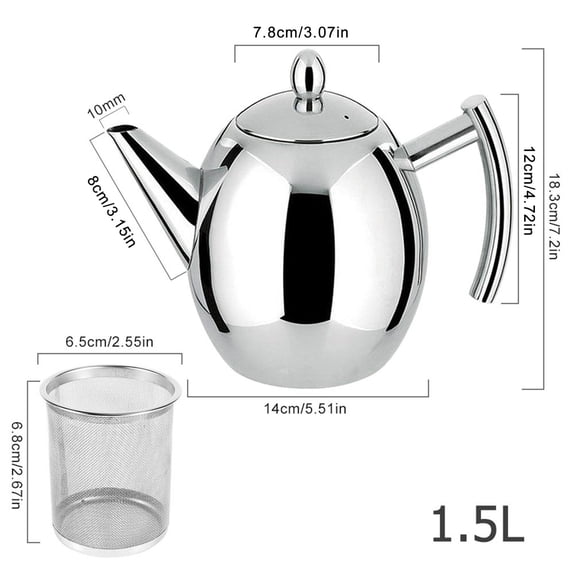 1L 1.5L Tea Pot Stainless Steel Teapot Coffee Pot Kettle With Filter Large Capacity for Home Hotel Cafe Bar Restaurant