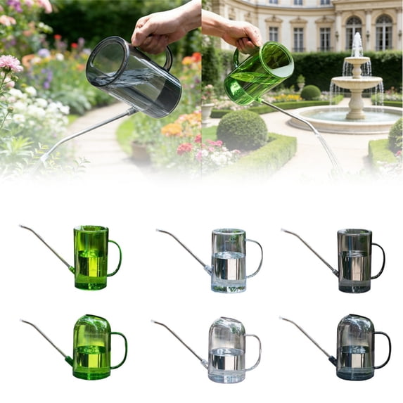 1L/2L Indoor Watering Can, Long Spout in Stainless, Transparent Water Pot for Plants Fertilizing & Watering, Indoor, Balcony, Gardens, Houseplants