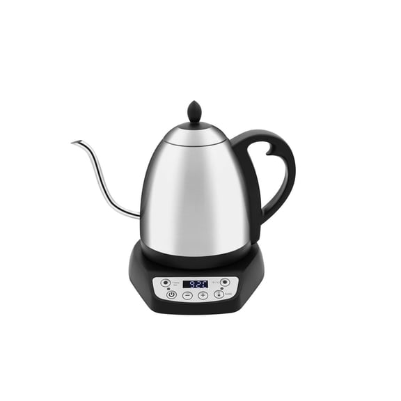 1L Digital Variable Temperature Gooseneck Electric Kettle for Coffee Brew and Tea Precise Pour Control, 6 Preset Temps, Café or Home Use, 1200 Watt, LED Panel, Stainless Steel