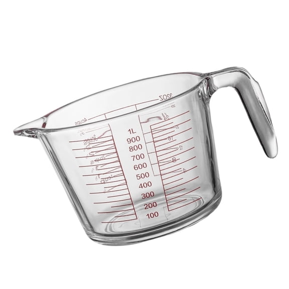 1L Glass Wet and Dry Measuring Cup with Oversized Measurements Clear - Glass Measuring Cups Heat Resistant with Handle - Easy-Pour Spout for Kitchen & Baking
