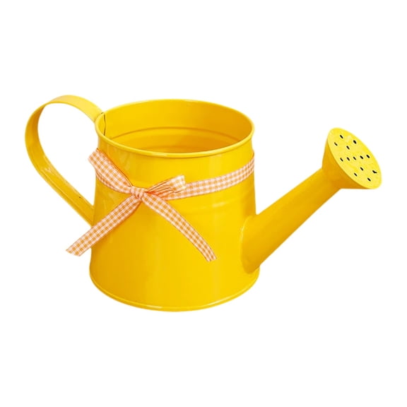 1L Metal Watering Can with Bow Ribbon, 4.72X4.33 inch Vintage Sprinkling Pot with Rose Sprinkler Head, Decorative Watering Can for Garden Plants, Lightweight Watering Pot for Indoor Houseplants