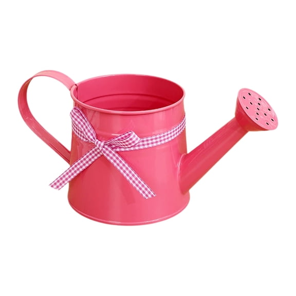 1L Metal Watering Can with Bow Ribbon, 4.72X4.33 inch Vintage Sprinkling Pot with Rose Sprinkler Head, Decorative Watering Can for Garden Plants, Lightweight Watering Pot for Indoor Houseplants